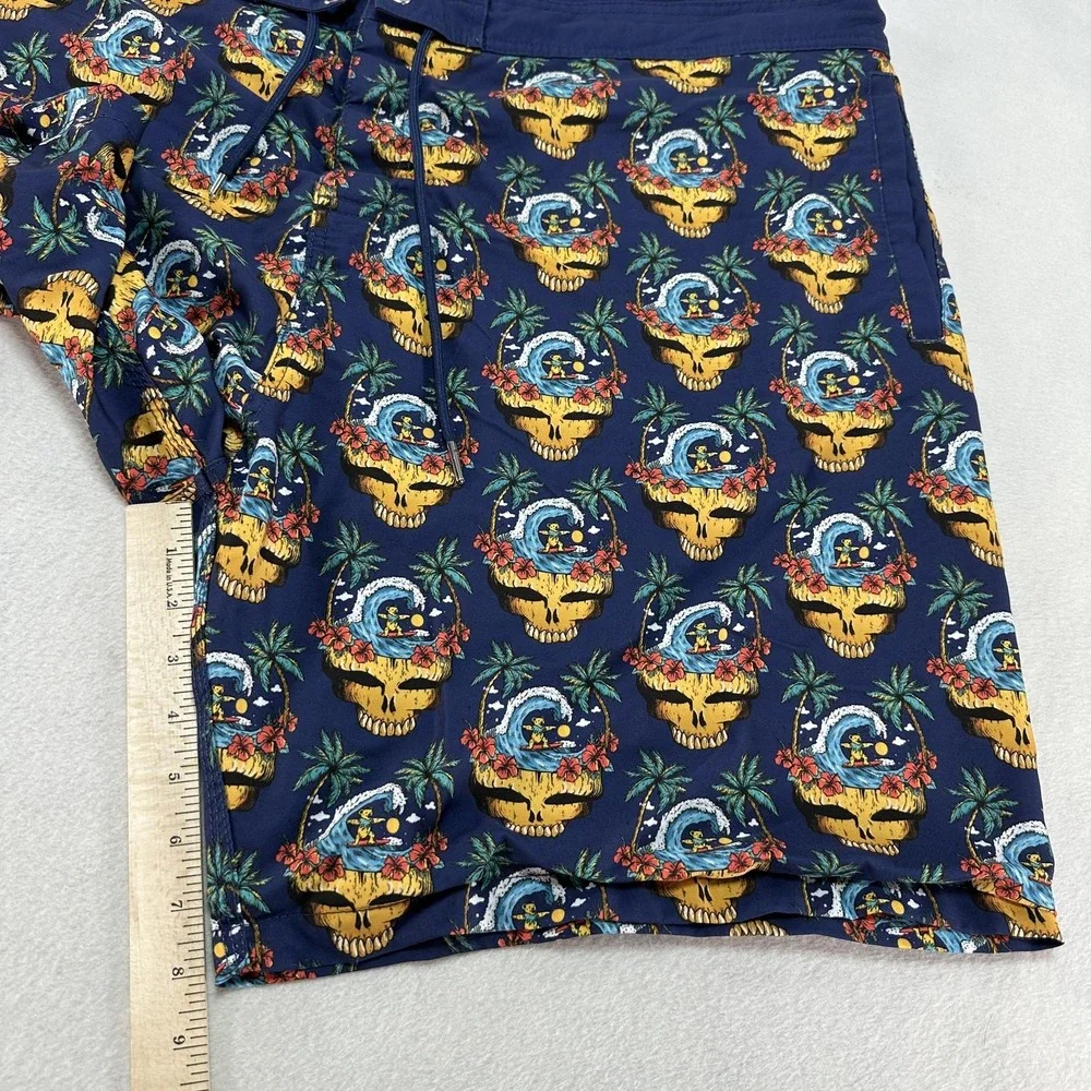 Section 119 Grateful Dead Board Shorts Men's 44 Navy Tropical Surf‎ Bear Skull